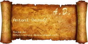 Antoni Dezső névjegykártya